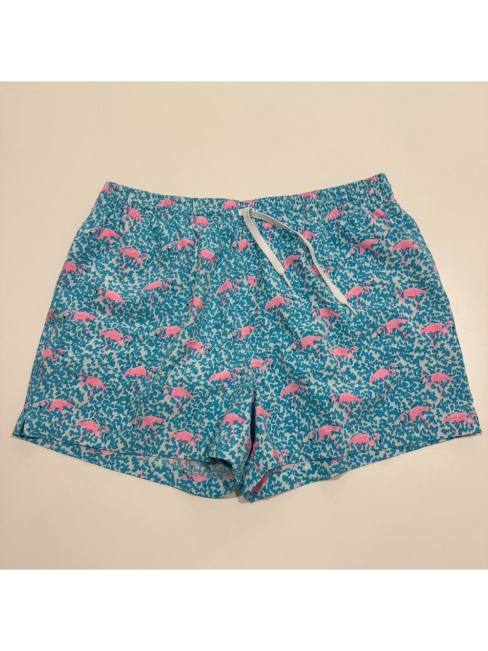 Chubbies Mens Flamingo Print Swim Trunk Mesh Lined 3.5" Size XL Blue NWOT